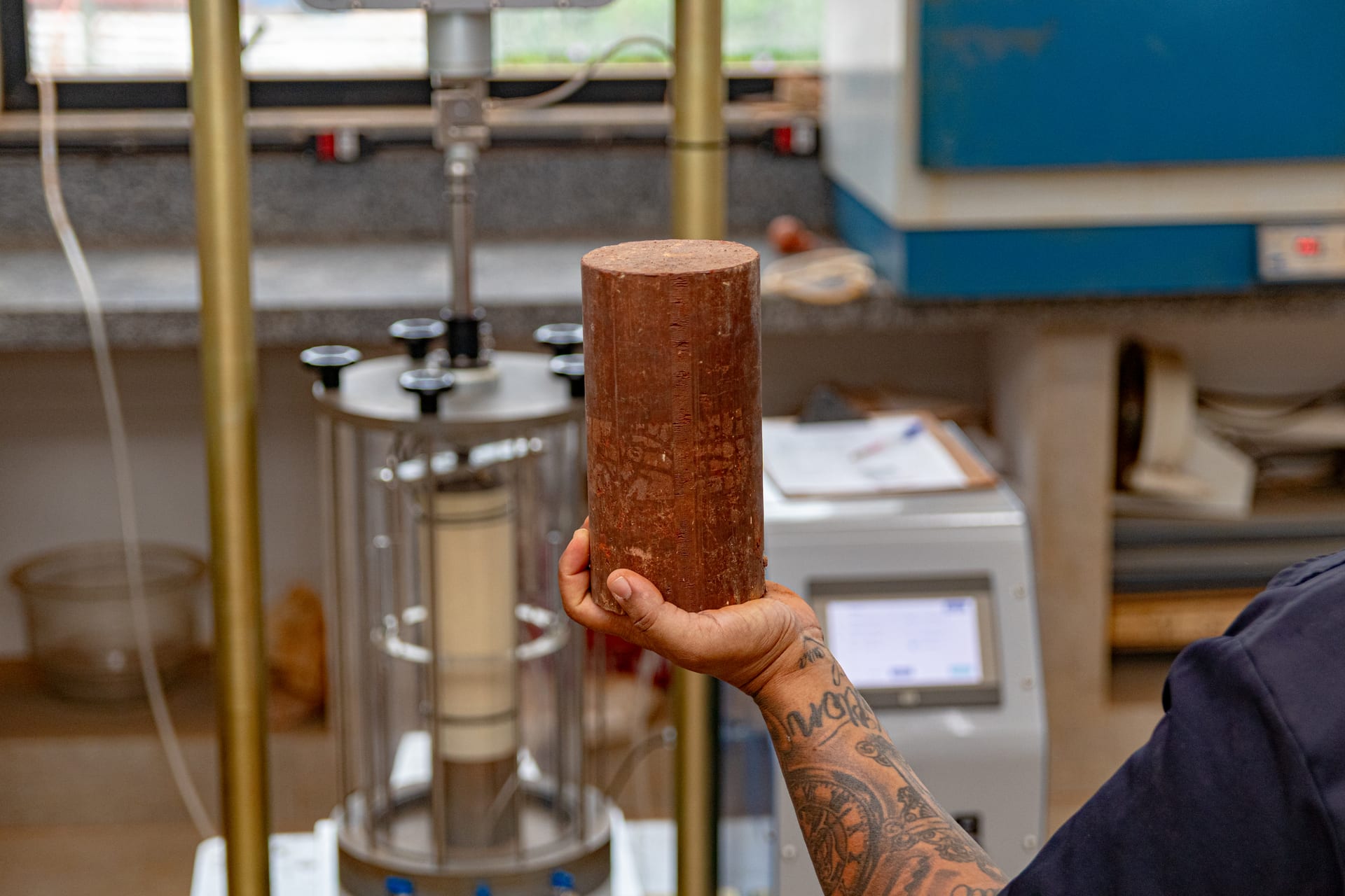 Corpo de prova do ensaio de Módulo de Resiliência - Laboratório Suporte