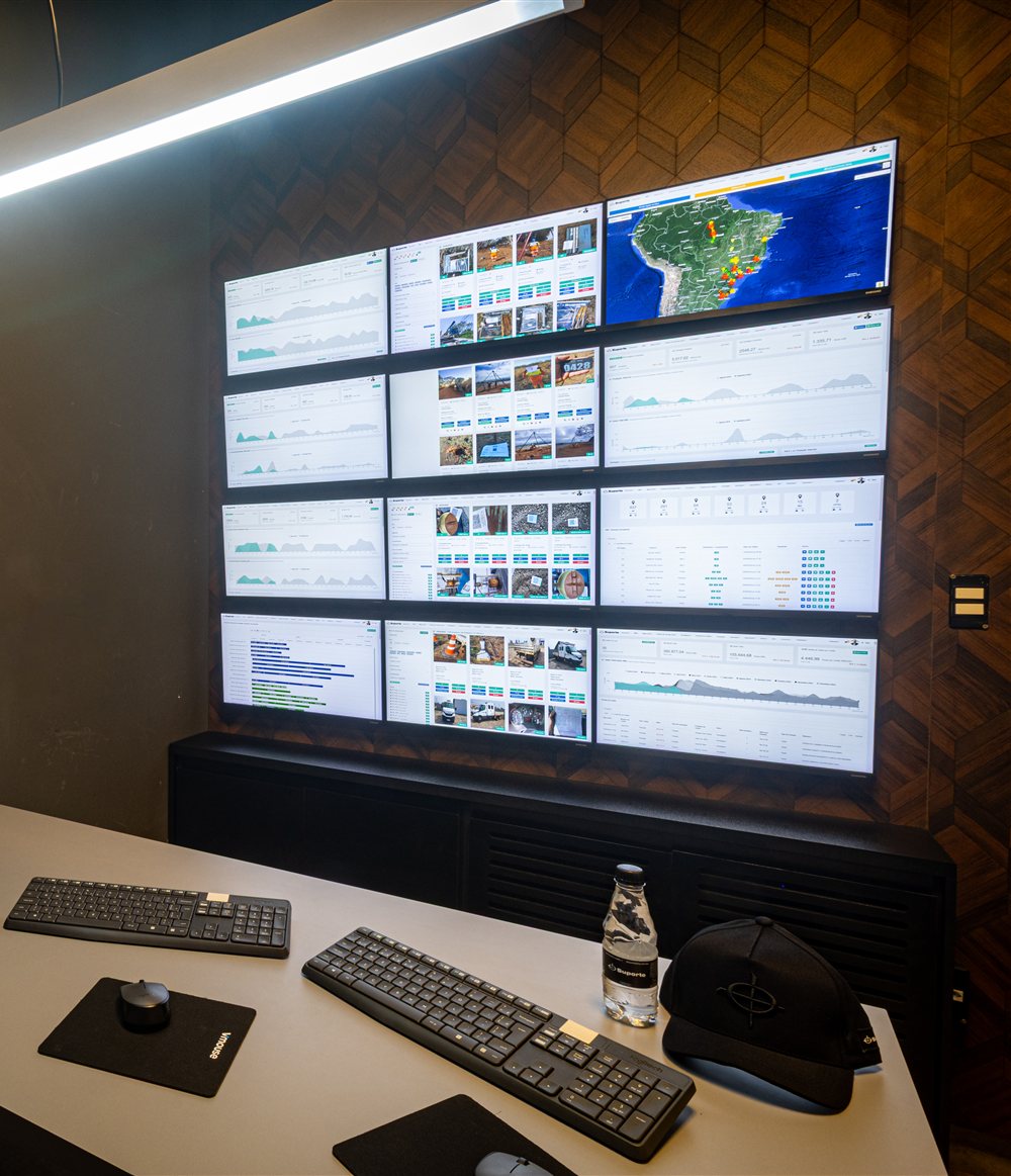 Painel de indicadores e mapa de operações da Suporte, base da tecnologia e dados do SGI