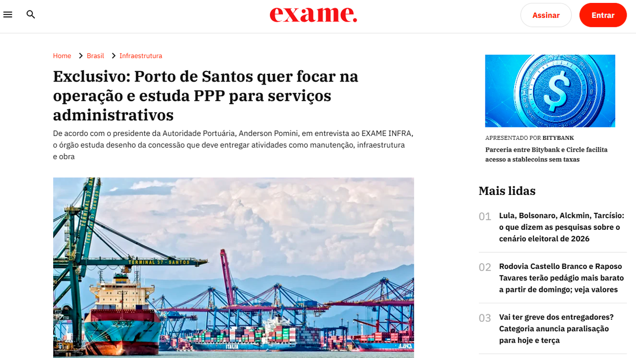 foto - EXAME Infra - Exclusivo - Porto de Santos quer focar na operação e estuda PPP para serviços administrativos