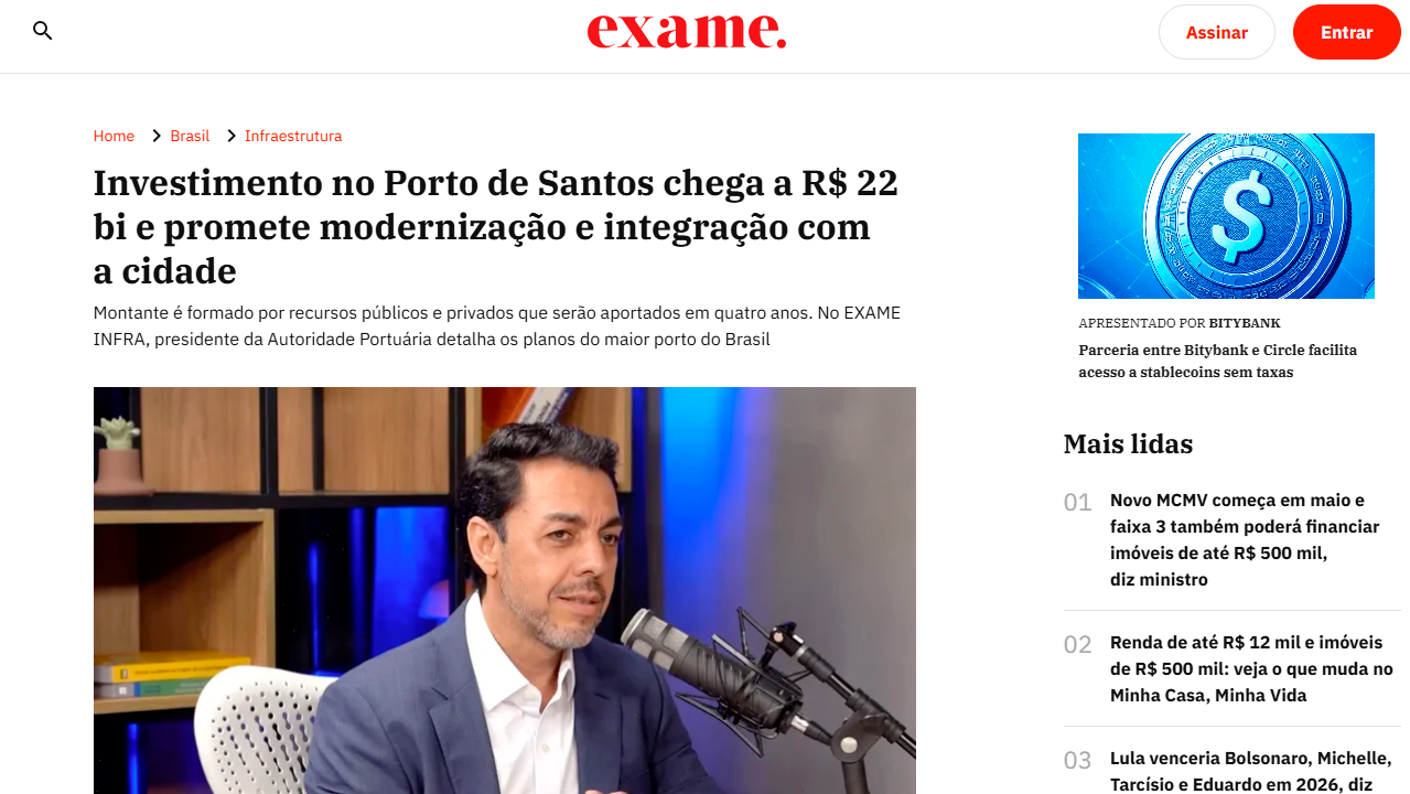 foto - EXAME Infra - Investimento no Porto de Santos chega a R$ 22 bi e promete modernização e integração com a cidade