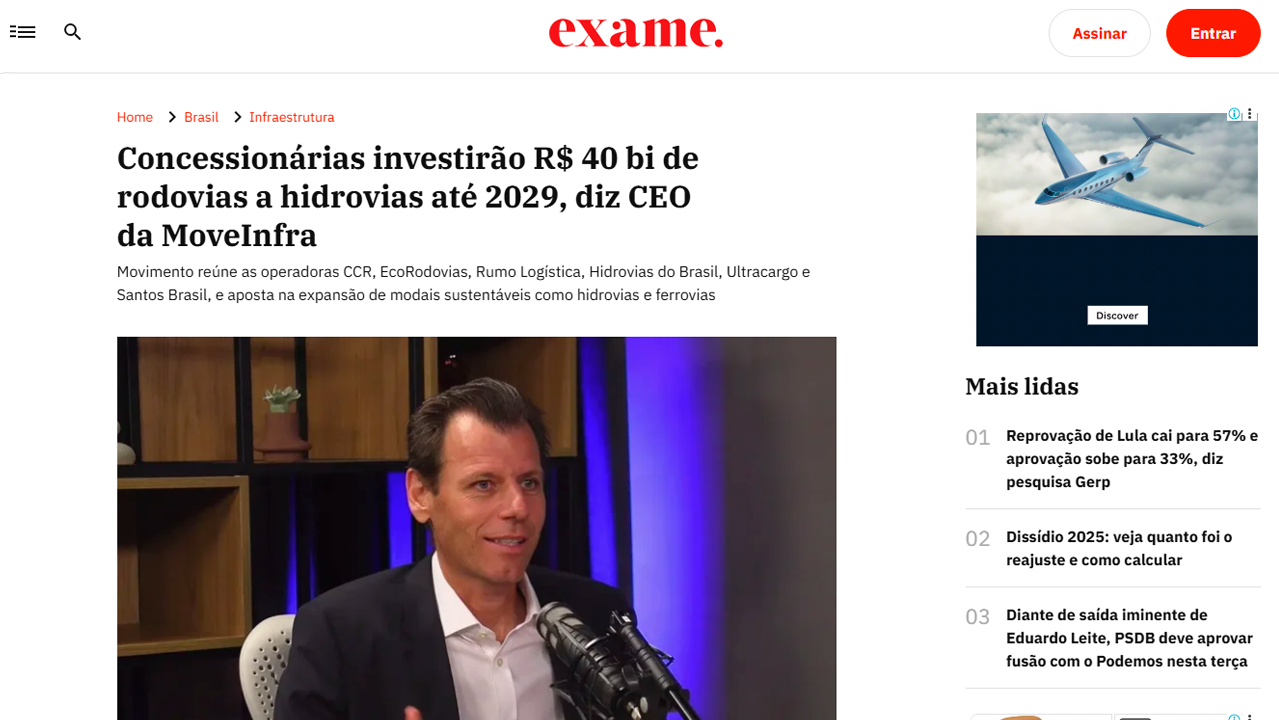 foto - Suporte Na Imprensa - R$ 40 bilhões para impulsionar a infraestrutura brasileira: CEO da MoveInfra, Ronei Glanzmann fala ao Exame Infra Podcast.