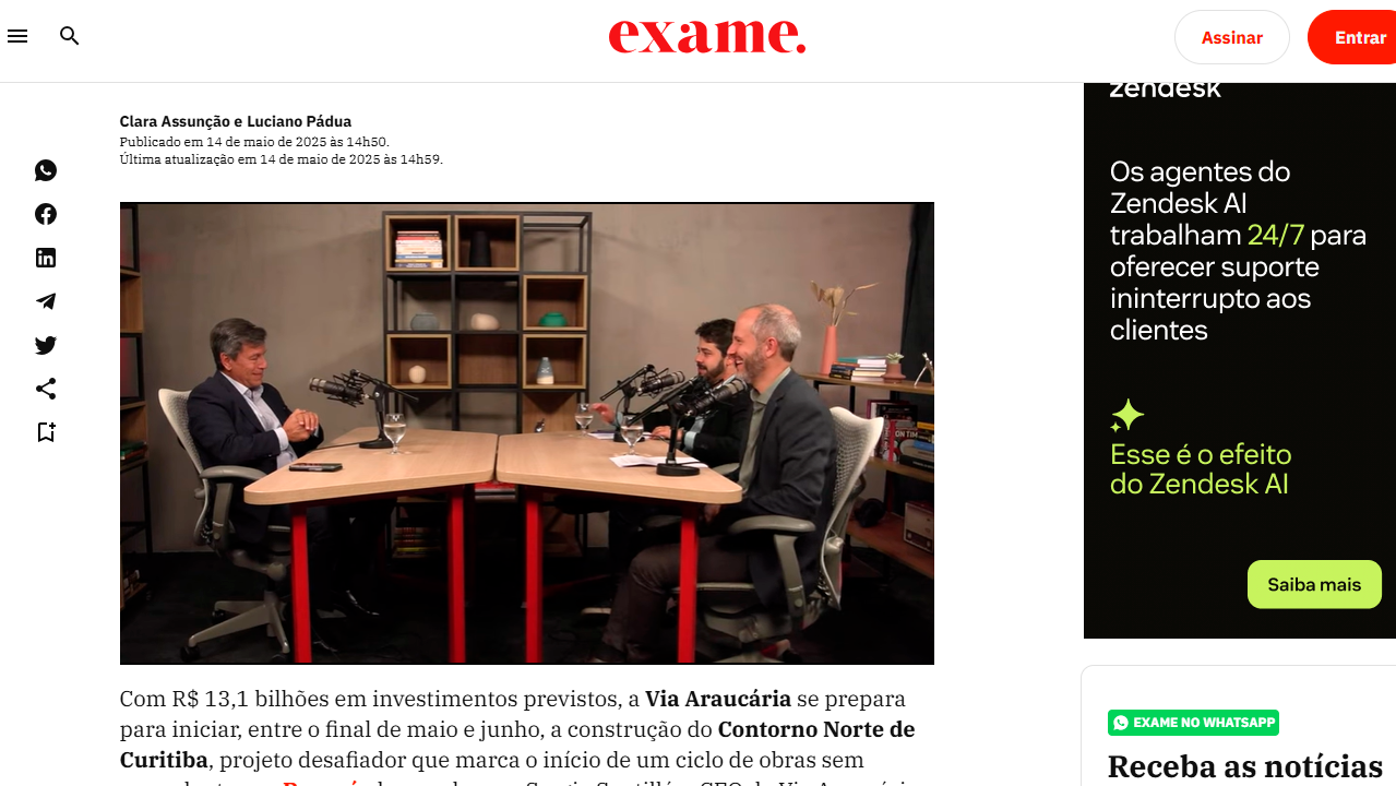 foto - Suporte Na Imprensa - Via Araucária fará 75 km de duplicações por ano e promete 'novo patamar logístico' ao Paraná, diz Santillán – e Suporte marca presença no debate.