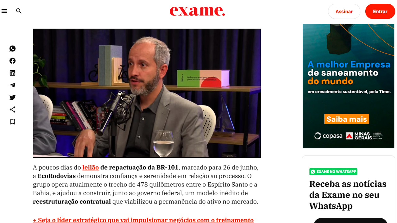 foto - Suporte Na Imprensa - EcoRodovias confia em posição estratégica no leilão da BR‑101, diz Rui Klein diretor geral do grupo.