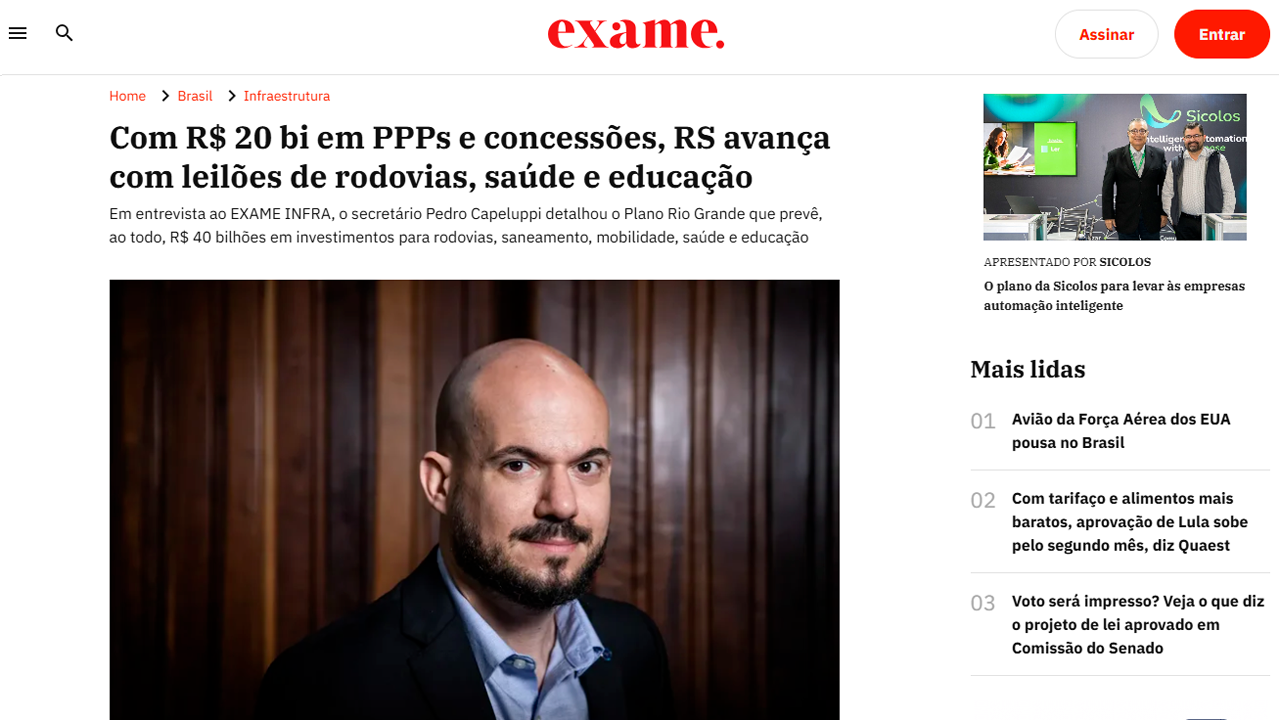 foto - Suporte Na Imprensa - RS acelera leilões e PPPs com R$ 20 bilhões, avança no Plano Rio Grande e amplia investimentos em infraestrutura.