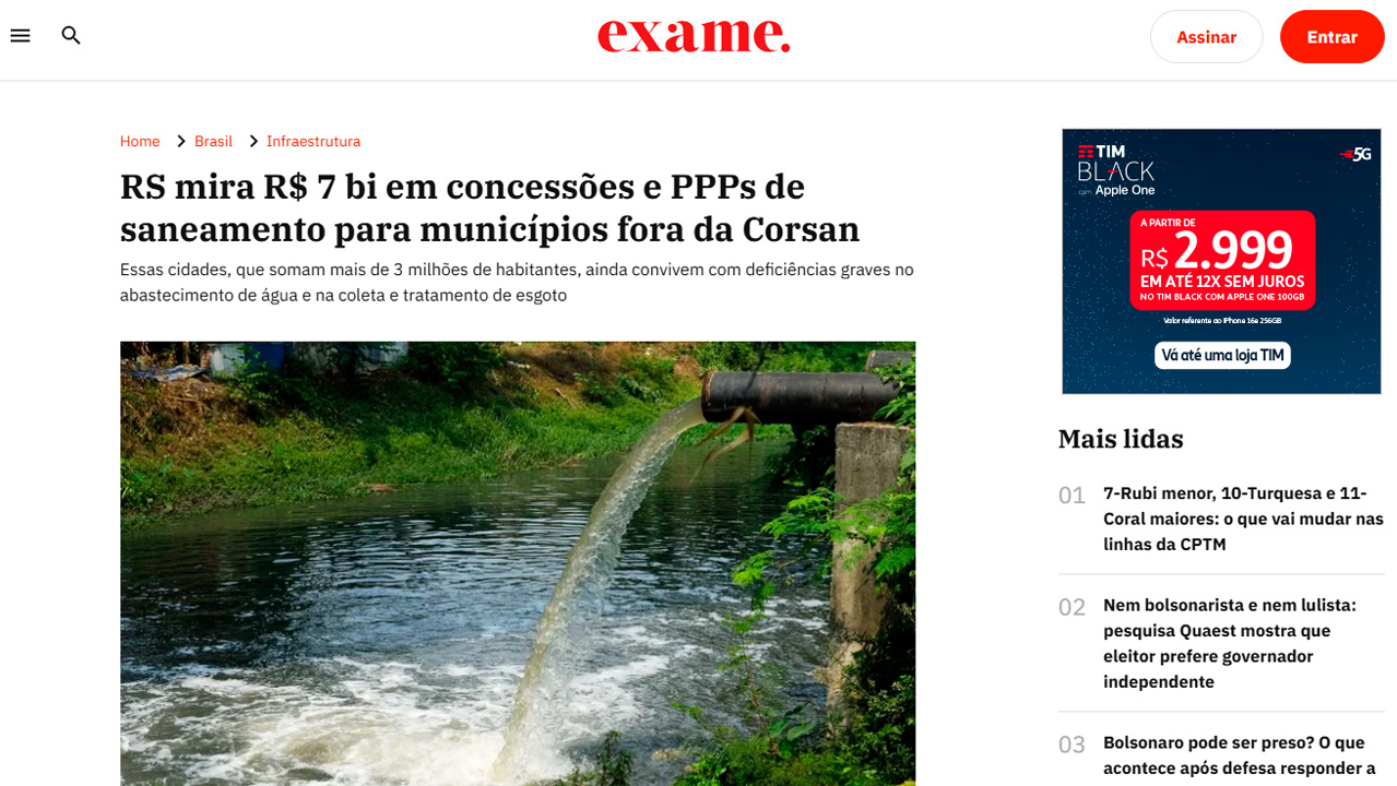 foto - Suporte Na Imprensa – RS mira R$ 7 bilhões em concessões e PPPs de saneamento para municípios fora da Corsan