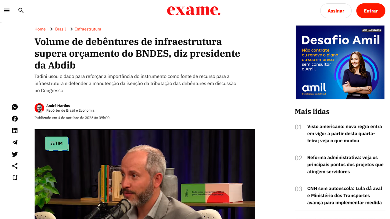 foto - Suporte na Imprensa - Volume de debêntures de infraestrutura supera orçamento do BNDES, diz presidente da ABDIB